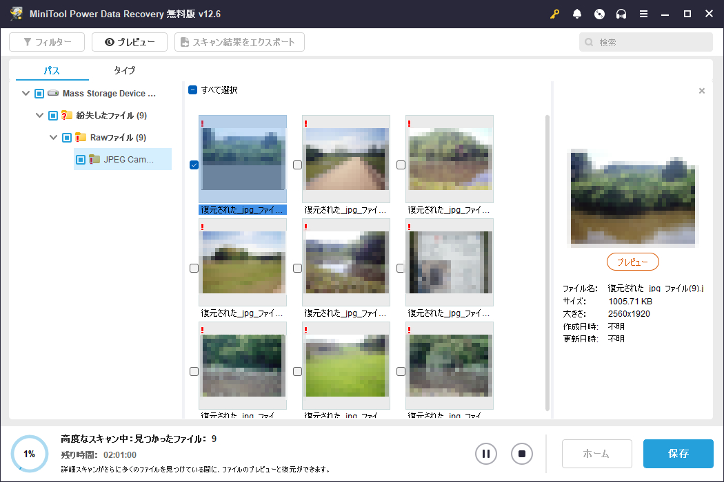 フォーマット済みファイルをプレビュー